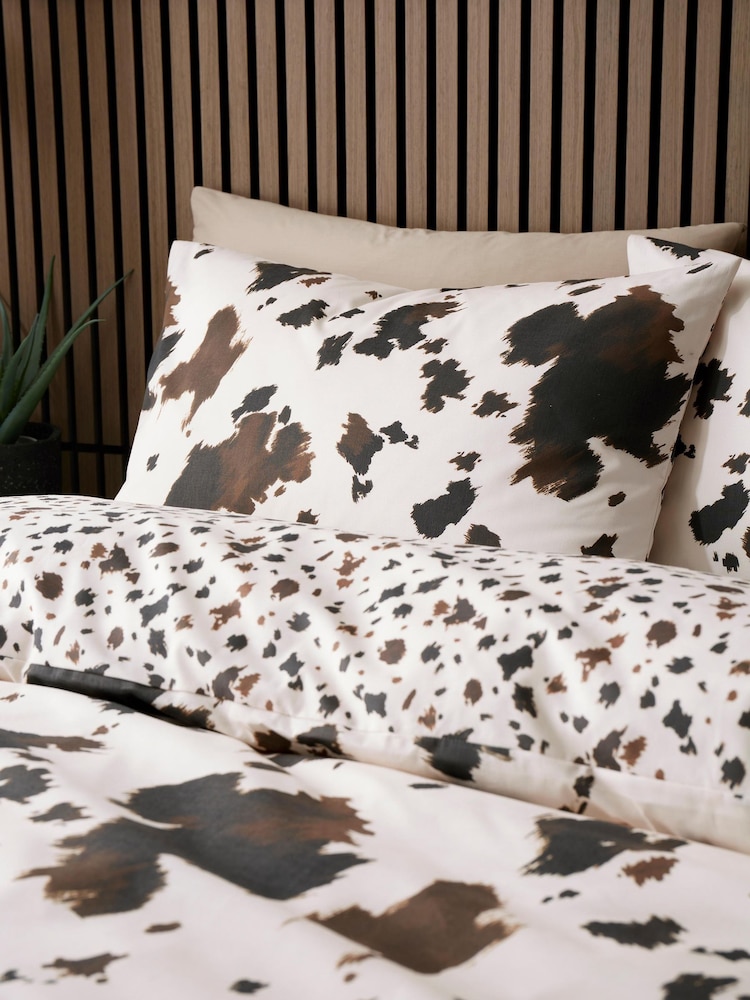 Fusion Natural Cow Print Easy Care Duvet Cover & Pillowcase Set - Image 2 of 5 Fusion Natural Cow Print Easy Care Duvet Cover & Pillowcase Set - Image 2 of 5