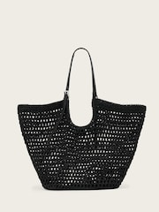 AllSaints Black Ara Cotton Knit East/West Tote Bag - Image 2 of 7