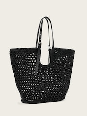 AllSaints Black Ara Cotton Knit East/West Tote Bag - Image 4 of 7