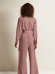 Phase Eight Red Bianka Satin Geo Wide Leg Jumpsuit - Image 2 of 5