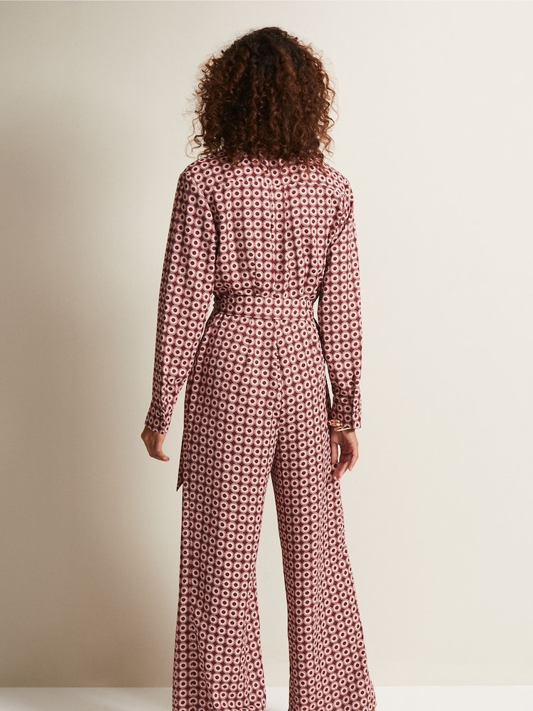 Phase Eight Red Bianka Satin Geo Wide Leg Jumpsuit - Image 2 of 5