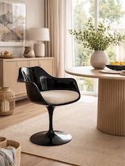Fusion Living Cream Black Tulip Armchair with Bouclé Cushion - Image 1 of 5