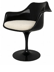 Fusion Living Cream Black Tulip Armchair with Bouclé Cushion - Image 3 of 5