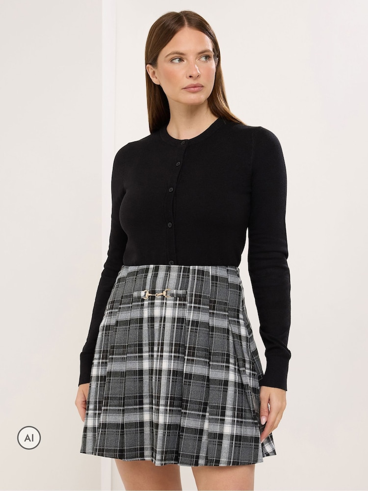 Star by Julien MacDonald Black Checked Mini Skirt - Image 1 of 6 Star by Julien MacDonald Black Checked Mini Skirt - Image 1 of 6