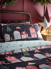 Fusion Navy Christmas Houses Duvet Cover & Pillowcase Set - Image 2 of 4