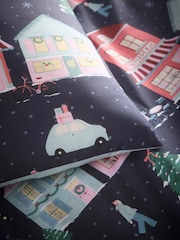 Fusion Navy Christmas Houses Duvet Cover & Pillowcase Set - Image 3 of 4
