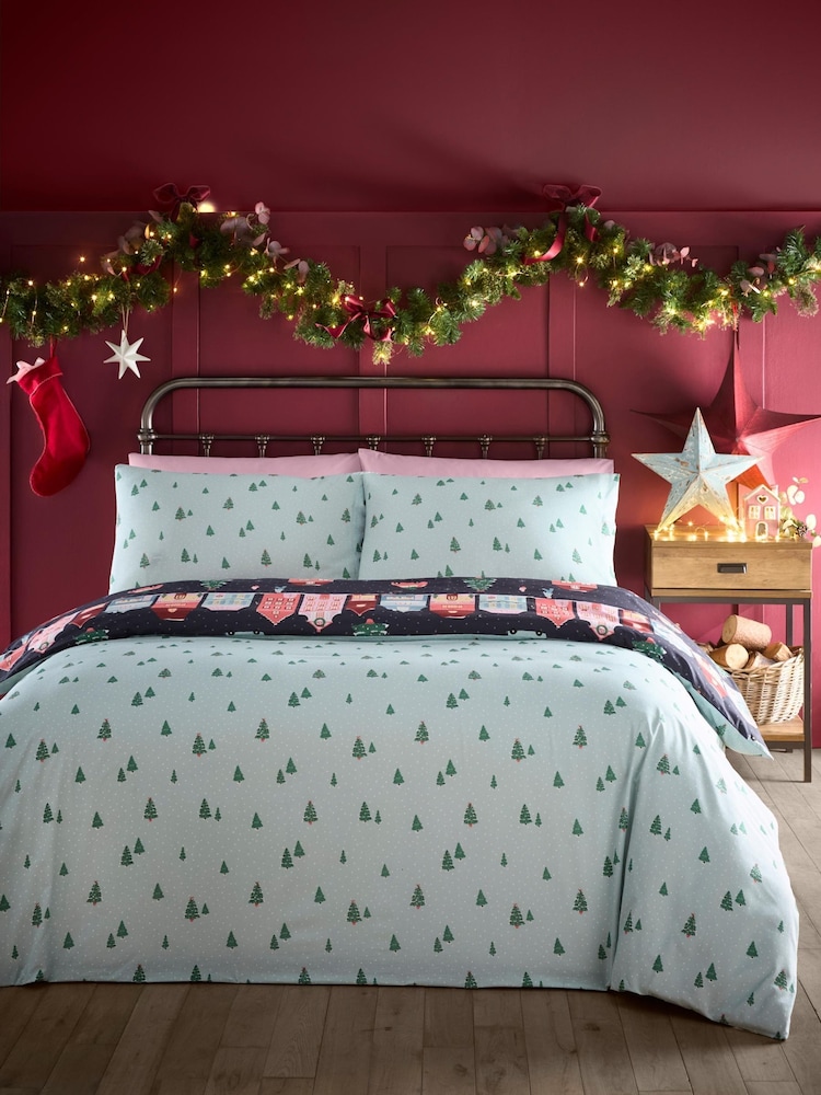 Fusion Navy Christmas Houses Duvet Cover & Pillowcase Set - Image 4 of 4 Fusion Navy Christmas Houses Duvet Cover & Pillowcase Set - Image 4 of 4