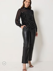 M&Co Chiffon-Oberteil aus Samt mit Pailletten - Bild 2 von 4