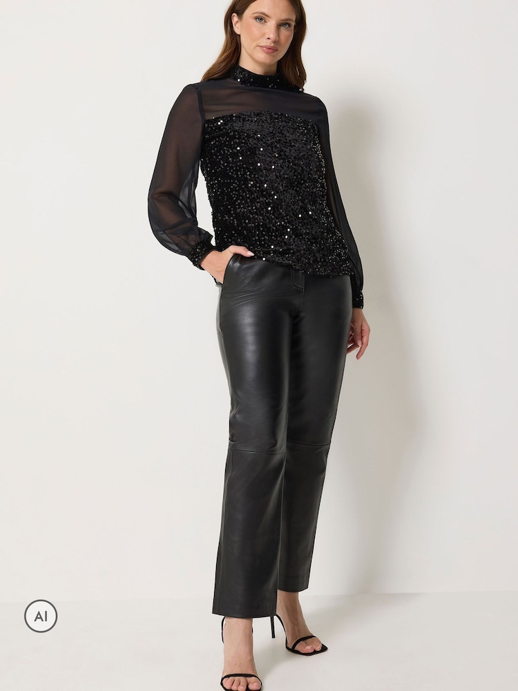M&Co Chiffon-Oberteil aus Samt mit Pailletten - Bild 2 von 4