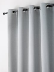Curtina Silver Plain Twill Blackout Pair of Eyelet Curtains - Image 1 of 5