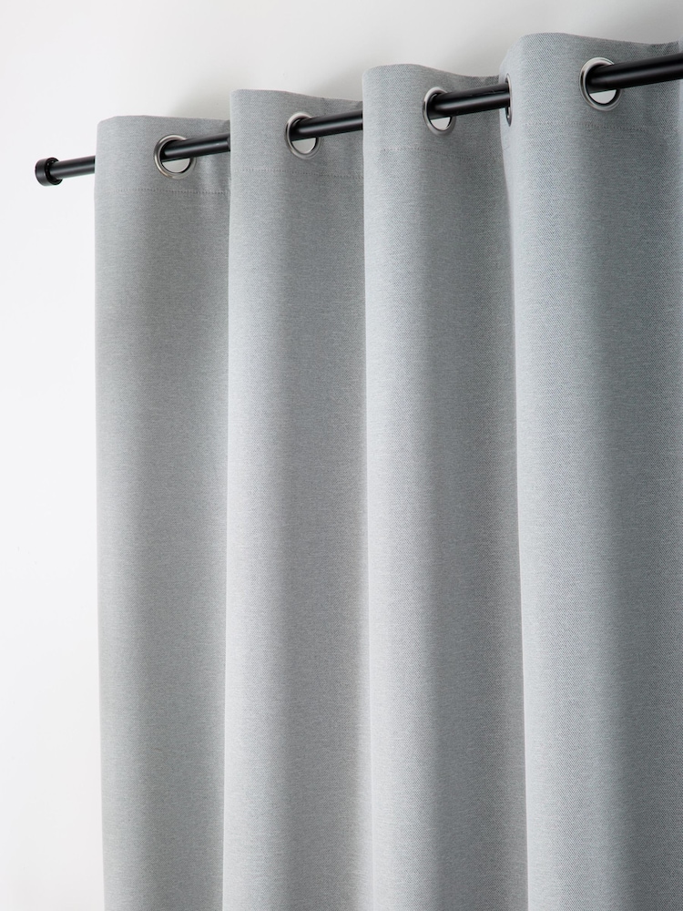 Curtina Silver Plain Twill Blackout Pair of Eyelet Curtains - Image 1 of 5 Curtina Silver Plain Twill Blackout Pair of Eyelet Curtains - Image 1 of 5