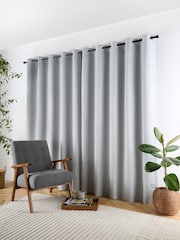 Curtina Silver Plain Twill Blackout Pair of Eyelet Curtains - Image 3 of 5