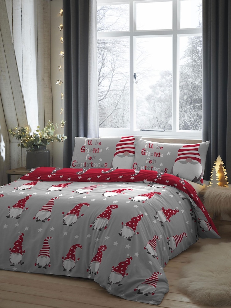 Fusion Silver Christmas Gnome Duvet Cover & Pillowcase Set - Image 1 of 3