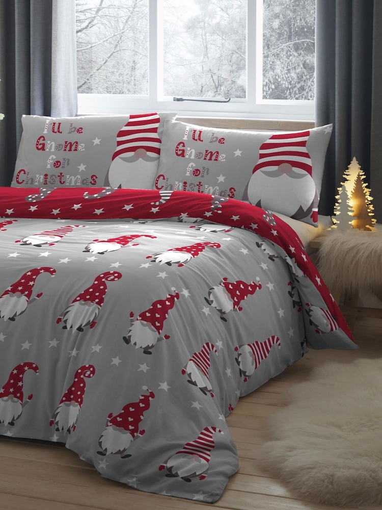 Fusion Silver Christmas Gnome Duvet Cover & Pillowcase Set - Image 2 of 3