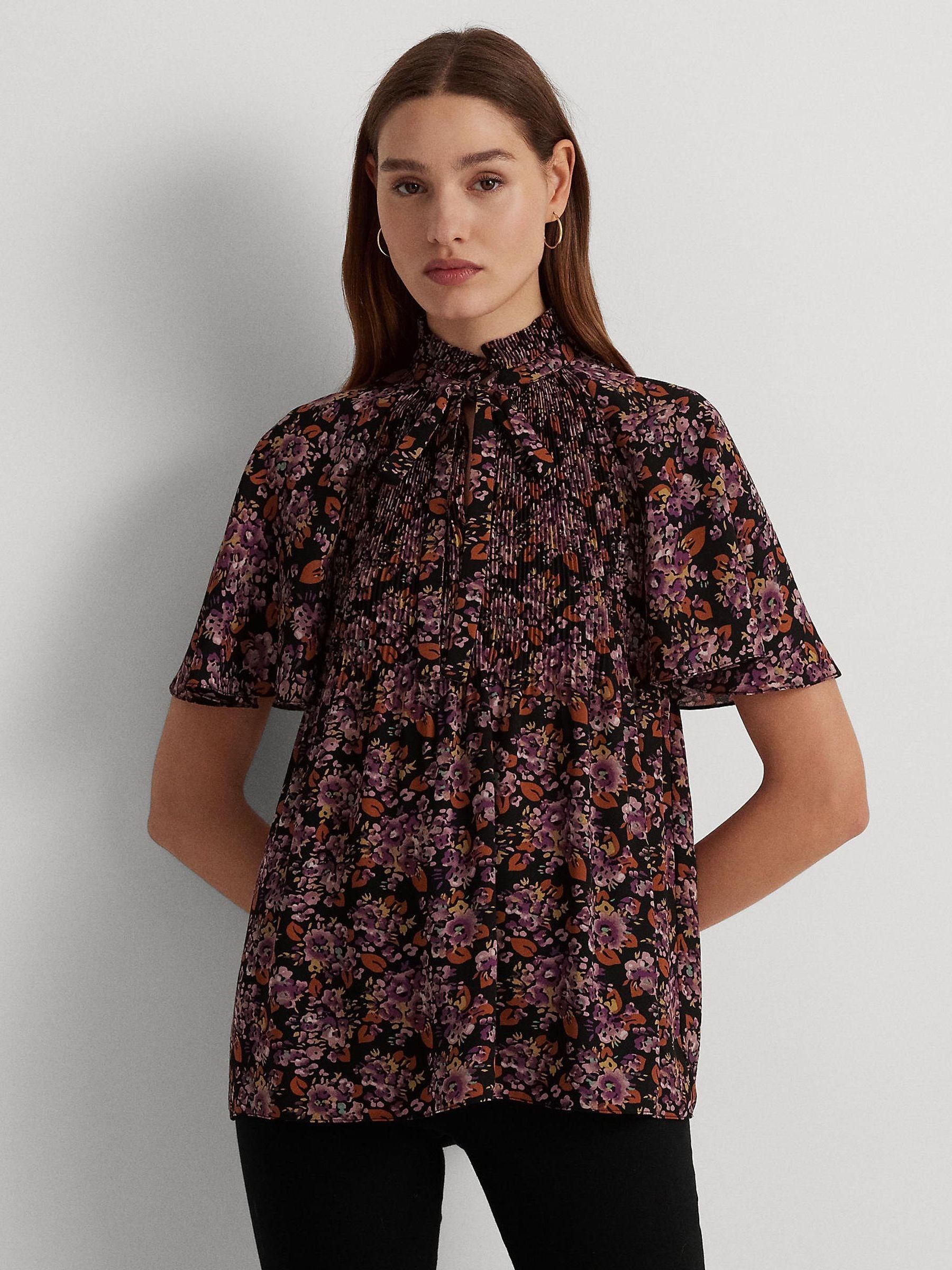Buy Lauren Ralph Lauren Multicolour Floral Pleated Georgette Blouse from Next Luxembourg