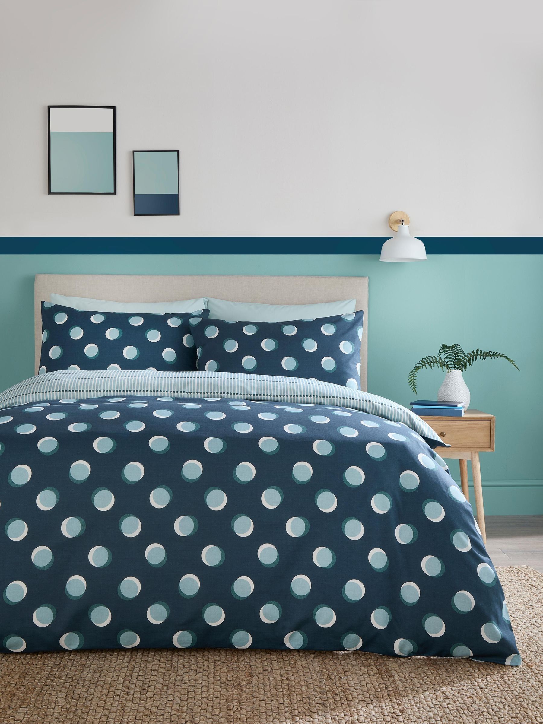 B&Q -  Polka Spot All Over Spot Blue Duvet Cover Set - Image 6