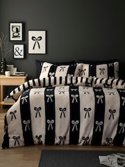 Fusion Monochrome Bows Fleece Duvet Cover & Pillowcase Set - Image 1 of 5