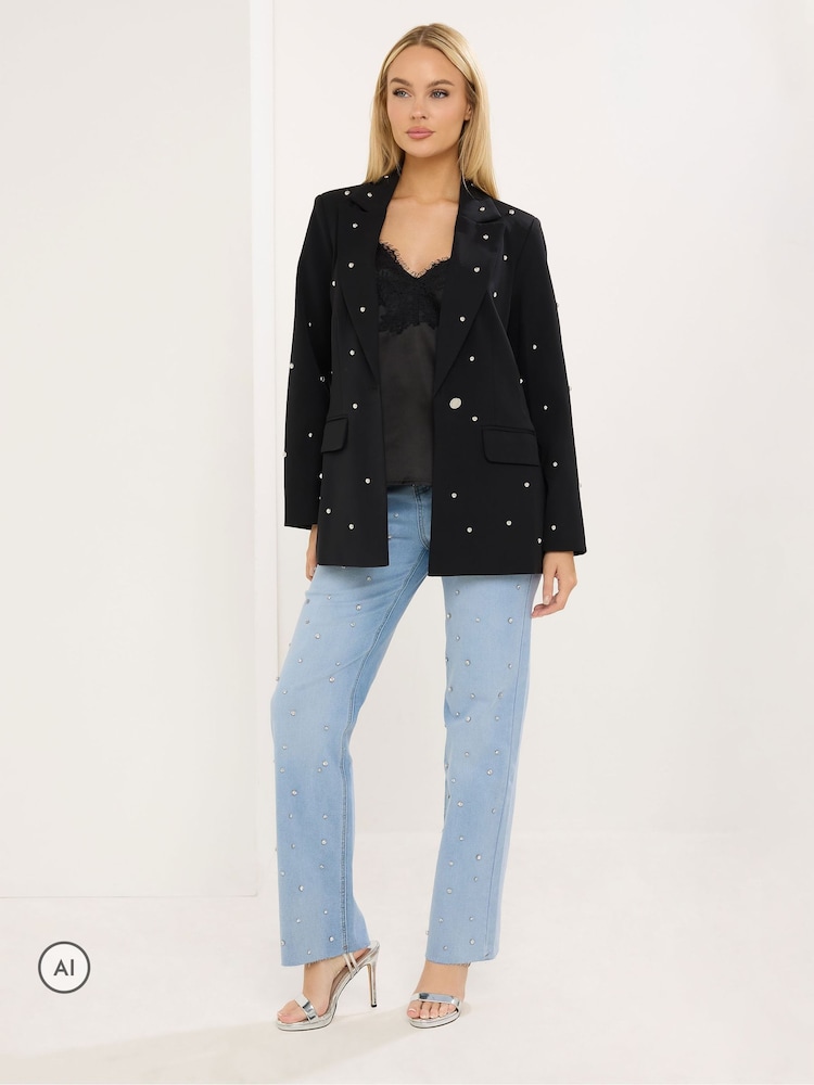 Star by Julien MacDonald Black Studded Blazer - Image 1 of 4 Star by Julien MacDonald Black Studded Blazer - Image 1 of 4