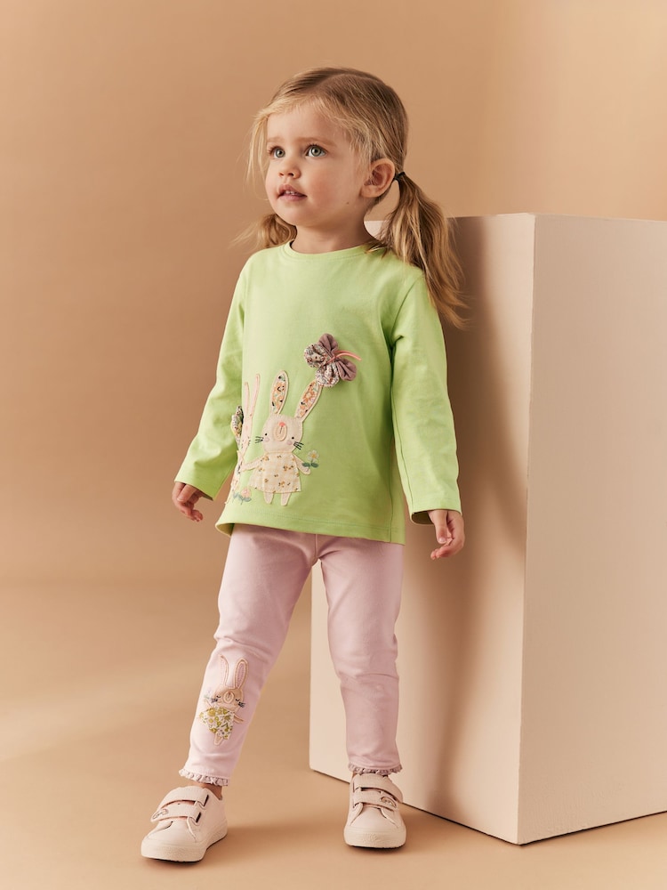 Grüner Schöner Hase - Langärmeliges T-Shirt und Leggings Set (3 Monate - 7 Jahre) - Bild 2 von 7
