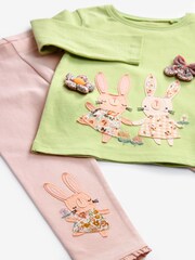 Grüner Schöner Hase - Langärmeliges T-Shirt und Leggings Set (3 Monate - 7 Jahre) - Bild 7 von 7