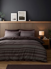 Appletree Chocolate Chevron Stripe Duvet Cover & Pillowcase Set - Image 1 of 4