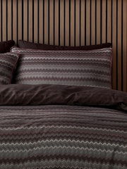 Appletree Chocolate Chevron Stripe Duvet Cover & Pillowcase Set - Image 2 of 4