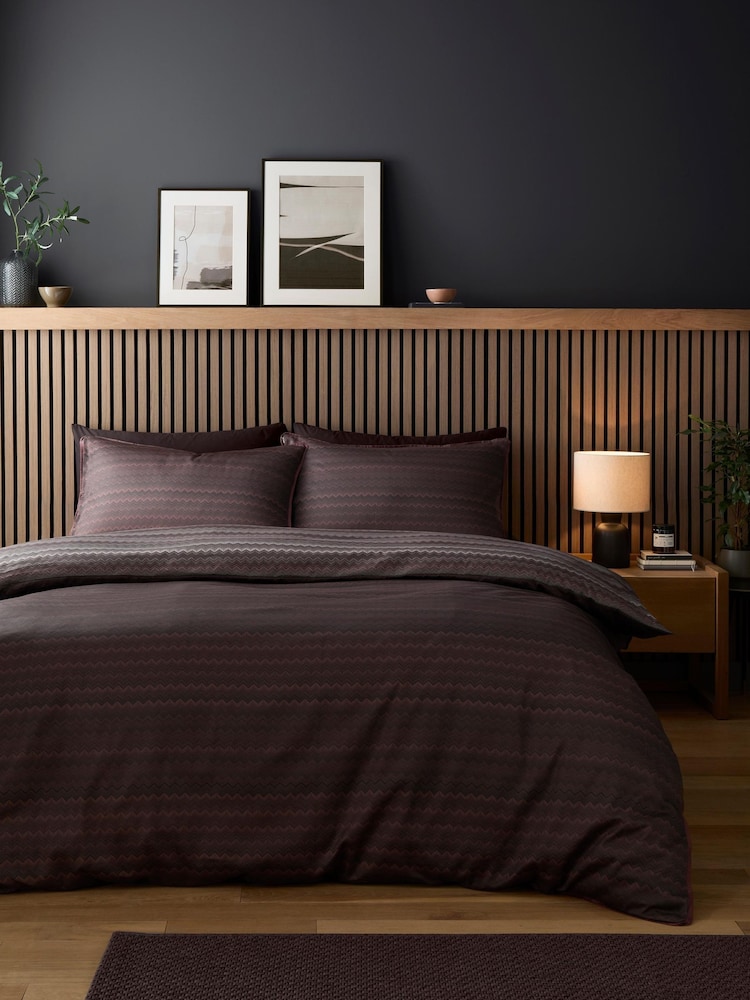 Appletree Chocolate Chevron Stripe Duvet Cover & Pillowcase Set - Image 4 of 4 Appletree Chocolate Chevron Stripe Duvet Cover & Pillowcase Set - Image 4 of 4