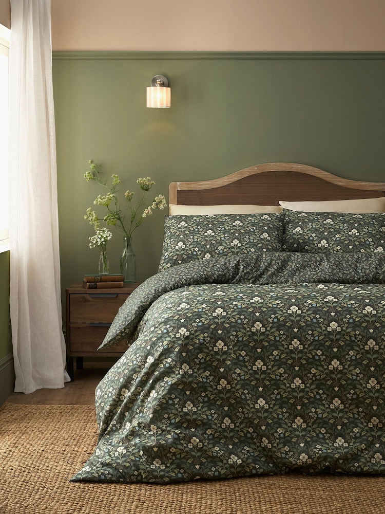 Dreams & Drapes Green Heritage Floral Duvet Cover & Pillowcase Set - Image 1 of 4 Dreams & Drapes Green Heritage Floral Duvet Cover & Pillowcase Set - Image 1 of 4