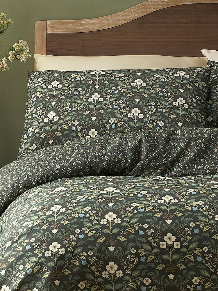 Dreams & Drapes Green Heritage Floral Duvet Cover & Pillowcase Set - Image 2 of 4 Dreams & Drapes Green Heritage Floral Duvet Cover & Pillowcase Set - Image 2 of 4