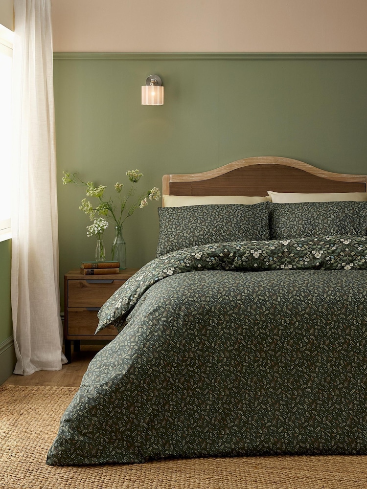 Dreams & Drapes Green Heritage Floral Duvet Cover & Pillowcase Set - Image 4 of 4 Dreams & Drapes Green Heritage Floral Duvet Cover & Pillowcase Set - Image 4 of 4