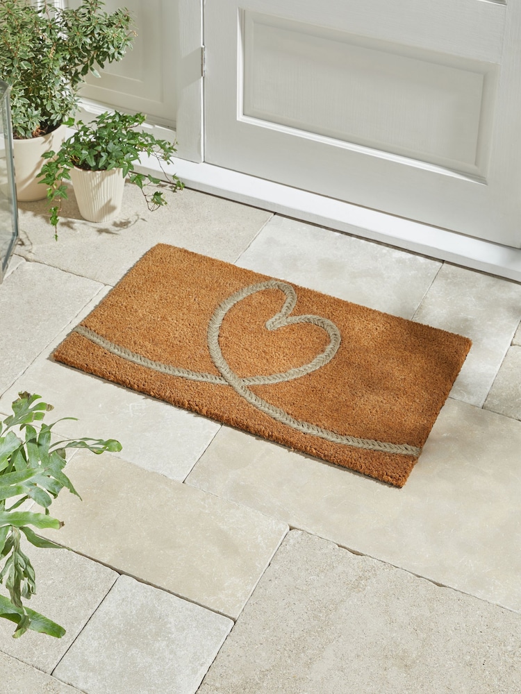 Grey Braided Heart Doormat - Image 1 of 4