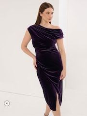 Vestido drapeado de terciopelo de Star by Julien MacDonald - Imagen 1 de 4