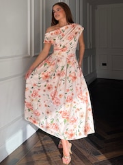 Φόρεμα Midi με ασύμμετρη λαιμόκοψη Girl In Mind Betty - Εικόνα 3 από 5