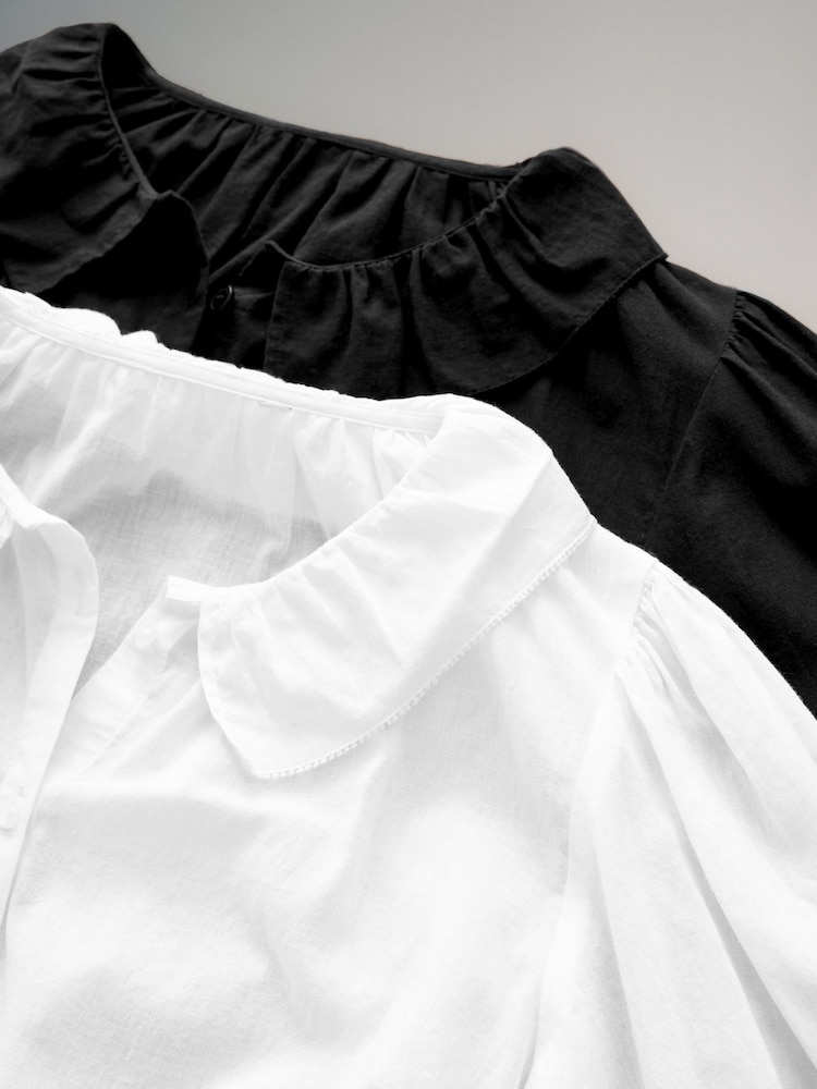 The Set Black/White 2 Pack Voile 100% Cotton Blouses - Image 13 of 13