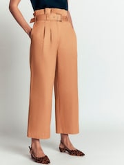 Boden Brown Paperbag Waist Trousers - Image 1 of 4