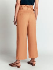 Boden Brown Paperbag Waist Trousers - Image 2 of 4