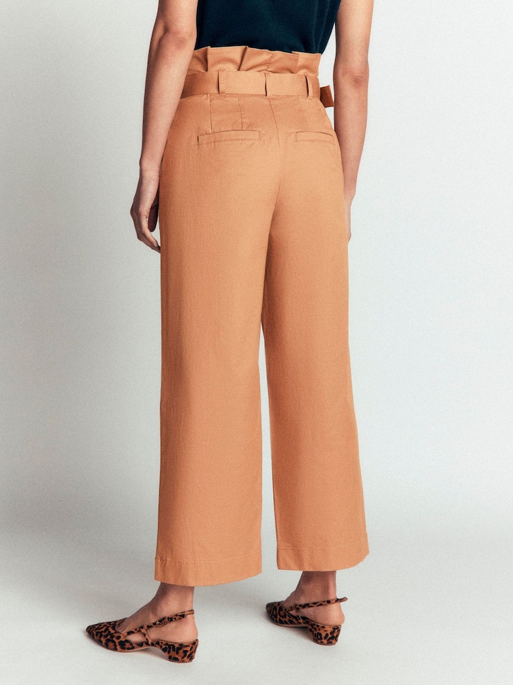 Boden Brown Paperbag Waist Trousers - Image 2 of 4