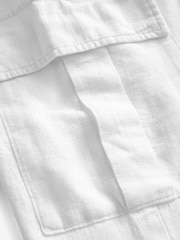 White Smart Linen Blend Cargo Taper Trousers - Image 6 of 6