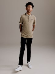 Tan Brown 100% Cotton Textured Knitted Polo Shirt (3-16yrs) - Image 2 of 8