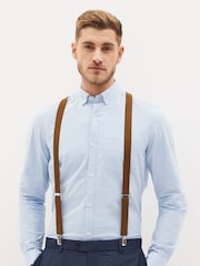 Ochre Yellow Herringbone Slim Braces - Image 1 of 7