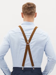 Ochre Yellow Herringbone Slim Braces - Image 4 of 7