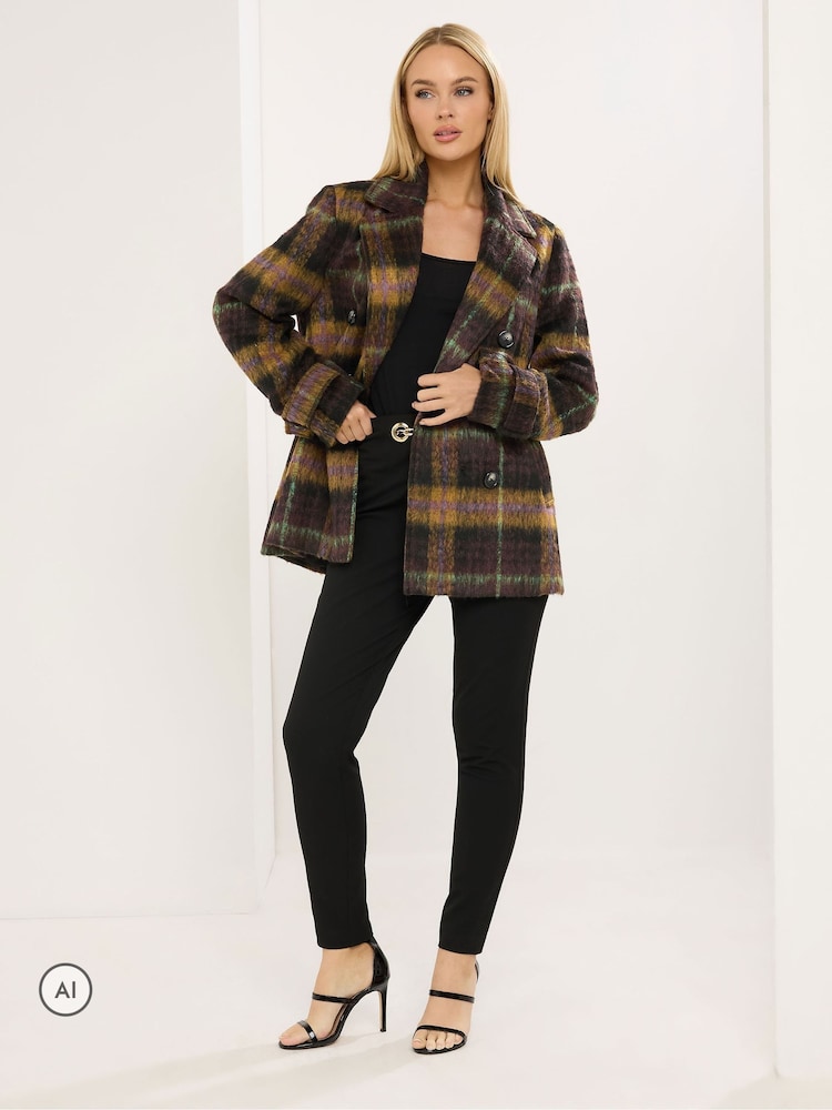 Star by Julien MacDonald Brown Checks Peacoat - Image 2 of 6 Star by Julien MacDonald Brown Checks Peacoat - Image 2 of 6