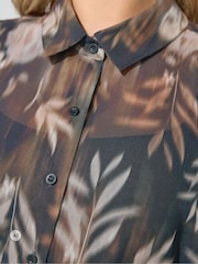 Yours Curve Brown London Abstract Floral Shirt - Image 4 of 5