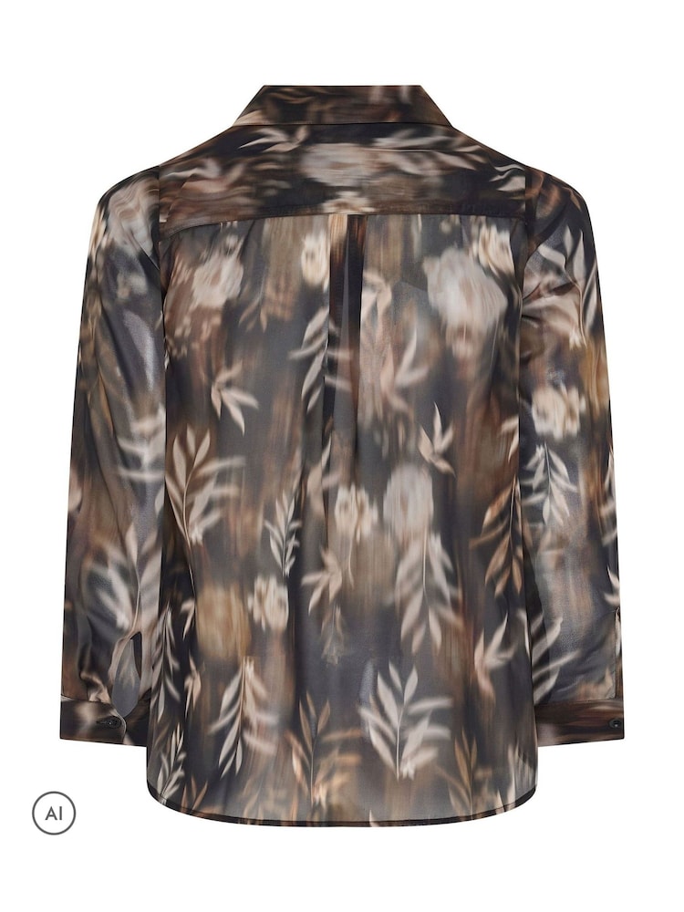 Yours Curve Brown London Abstract Floral Shirt - Image 5 of 5 Yours Curve Brown London Abstract Floral Shirt - Image 5 of 5