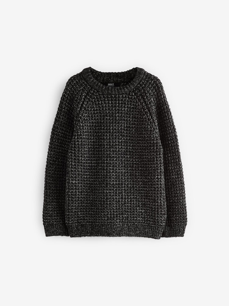 Black Crew Neck Knitted Jumper (3-16yrs) - Image 1 of 3