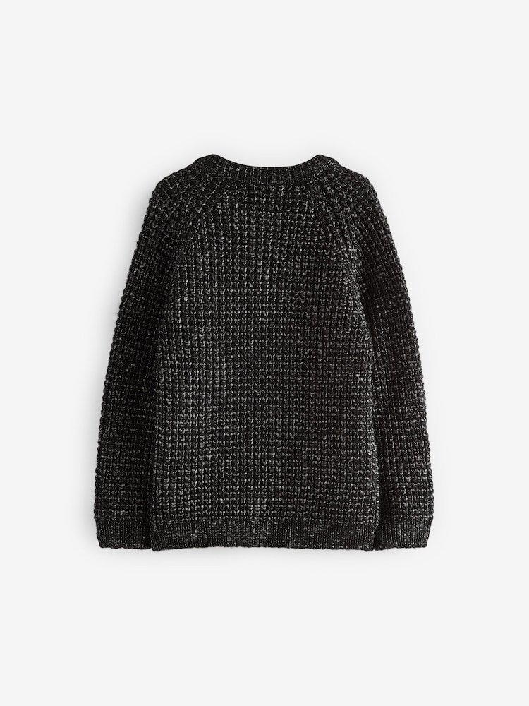 Black Crew Neck Knitted Jumper (3-16yrs) - Image 2 of 3 Black Crew Neck Knitted Jumper (3-16yrs) - Image 2 of 3