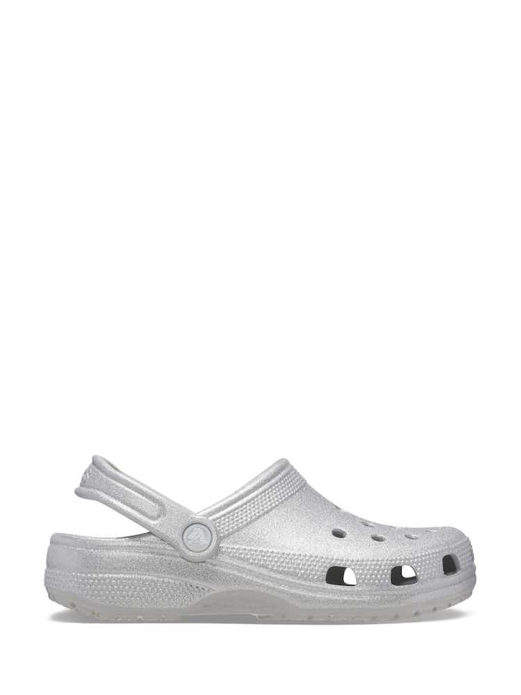 Crocs Grey Classic Glitter Clogs - Image 1 of 5 Crocs Grey Classic Glitter Clogs - Image 1 of 5