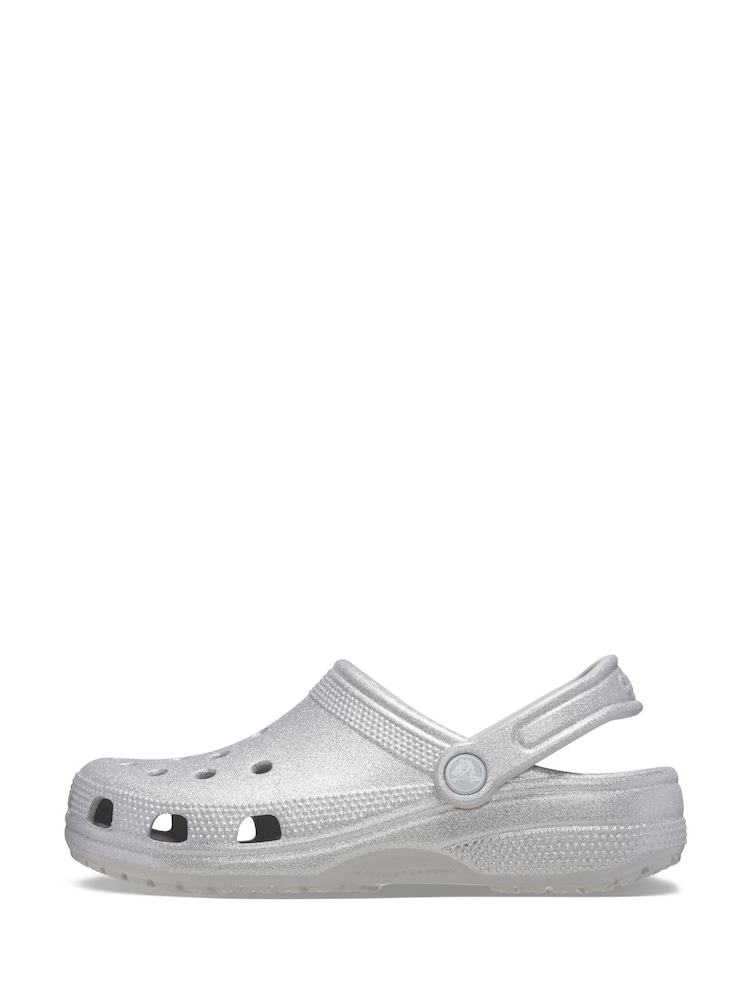 Crocs Grey Classic Glitter Clogs - Image 2 of 5