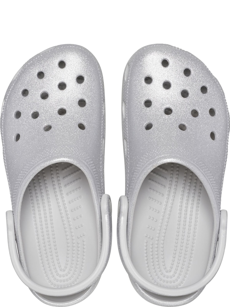 Crocs Grey Classic Glitter Clogs - Image 4 of 5