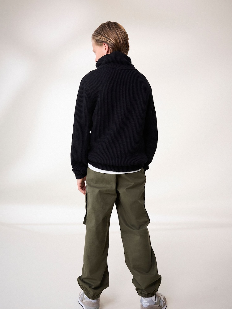 Black Utility Knitted Quarter Zip Jumper (3-16yrs) - Image 2 of 8
